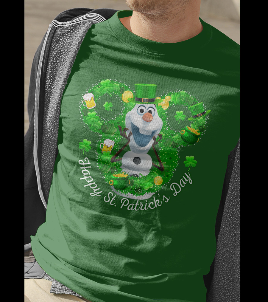 Olaf Happy St. Patrick's Day Shamrocks And Gold T-Shirt