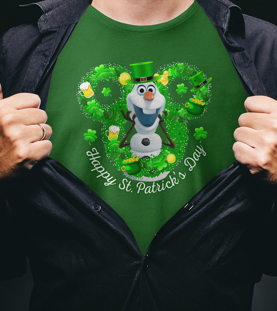 Olaf Happy St. Patrick's Day Shamrocks And Gold T-Shirt