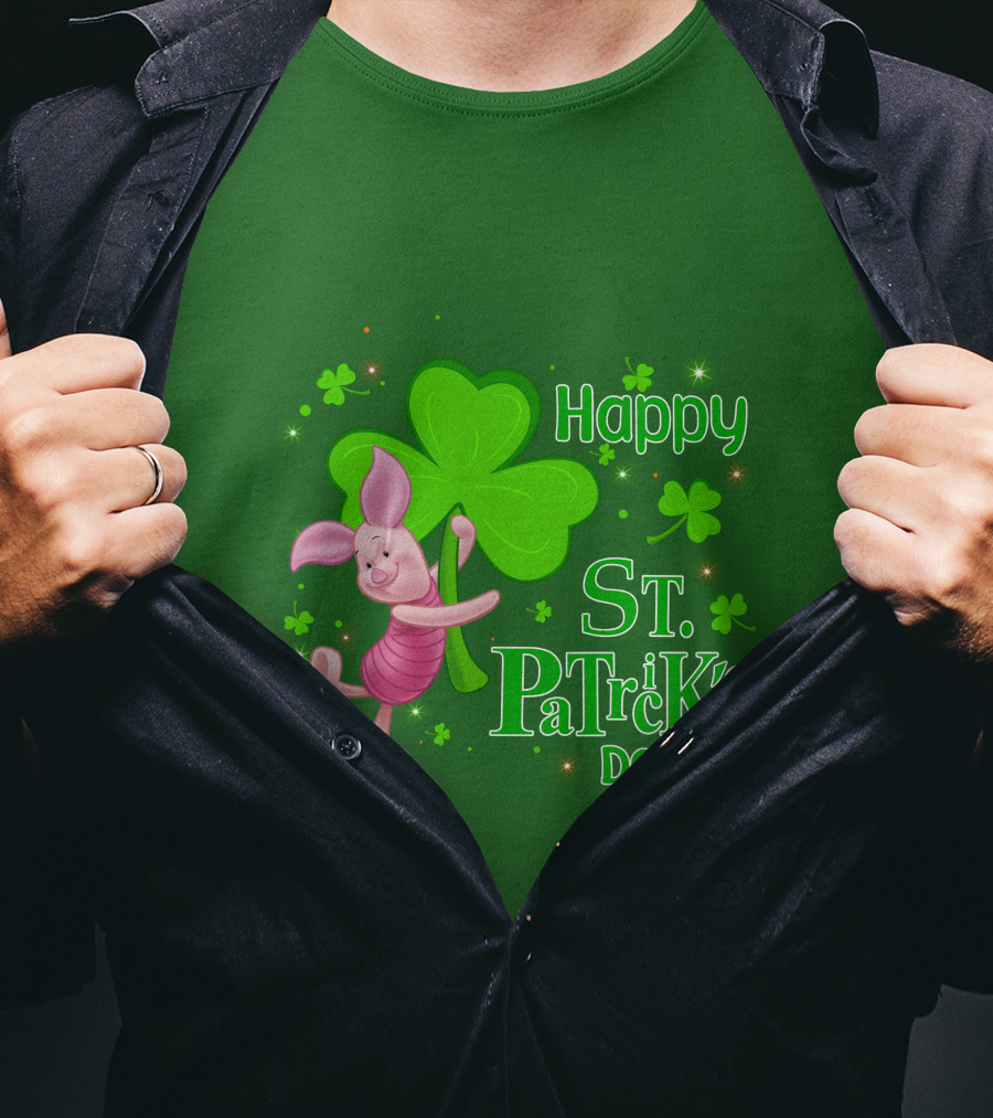 Happy St. Patrick's Day Piglet Shamrock T-Shirt