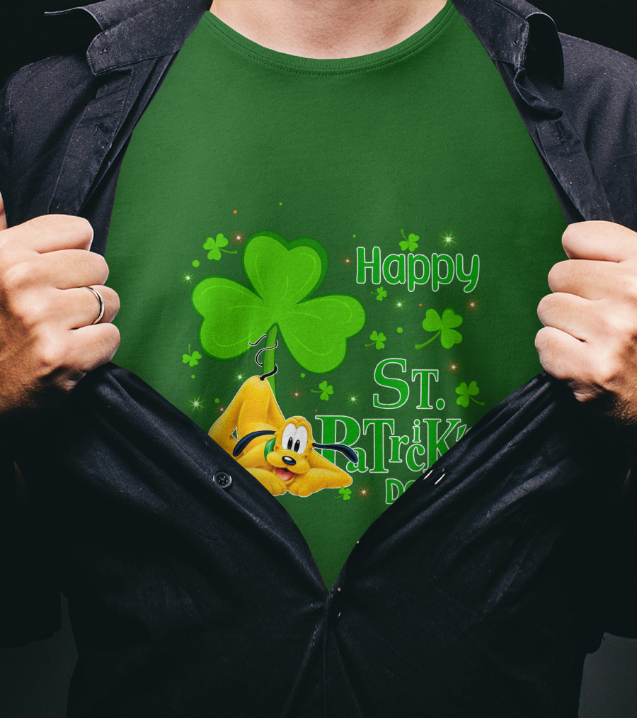 Happy St Patrick's Day Pluto Shamrock T-Shirt