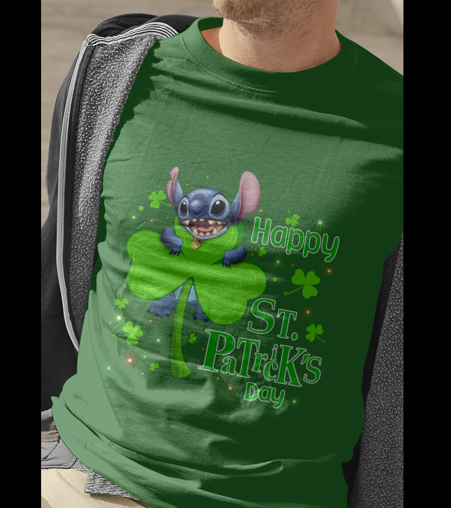 Happy St. Patrick's Day Stitch Shamrock T-Shirt