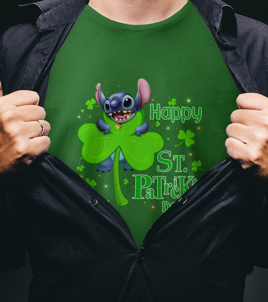 Happy St. Patrick's Day Stitch Shamrock T-Shirt