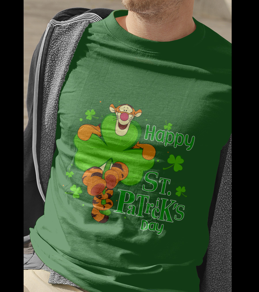 Tigger Happy St. Patrick's Day Shamrock T-Shirt