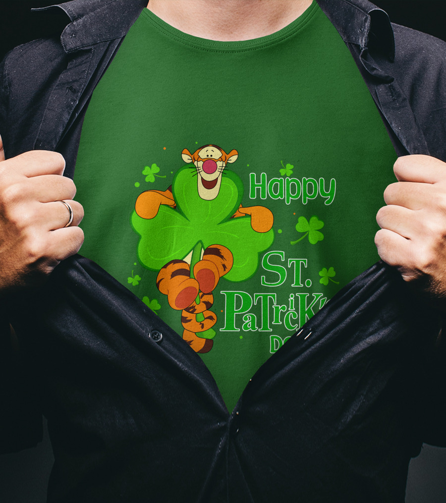 Tigger Happy St. Patrick's Day Shamrock T-Shirt