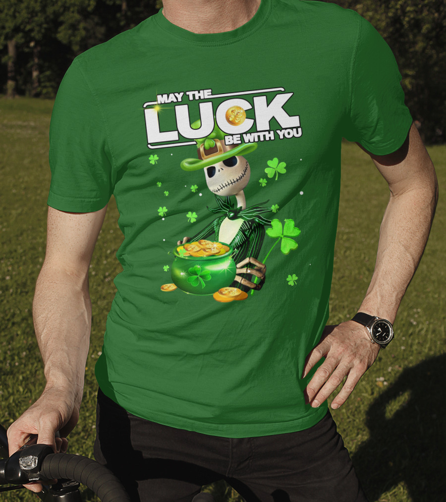 MAY THE LUCK BE WITH YOU St. Patrick's Day Jack Skellington Coin Pot T-Shirt