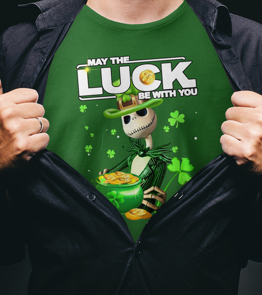 MAY THE LUCK BE WITH YOU St. Patrick's Day Jack Skellington Coin Pot T-Shirt