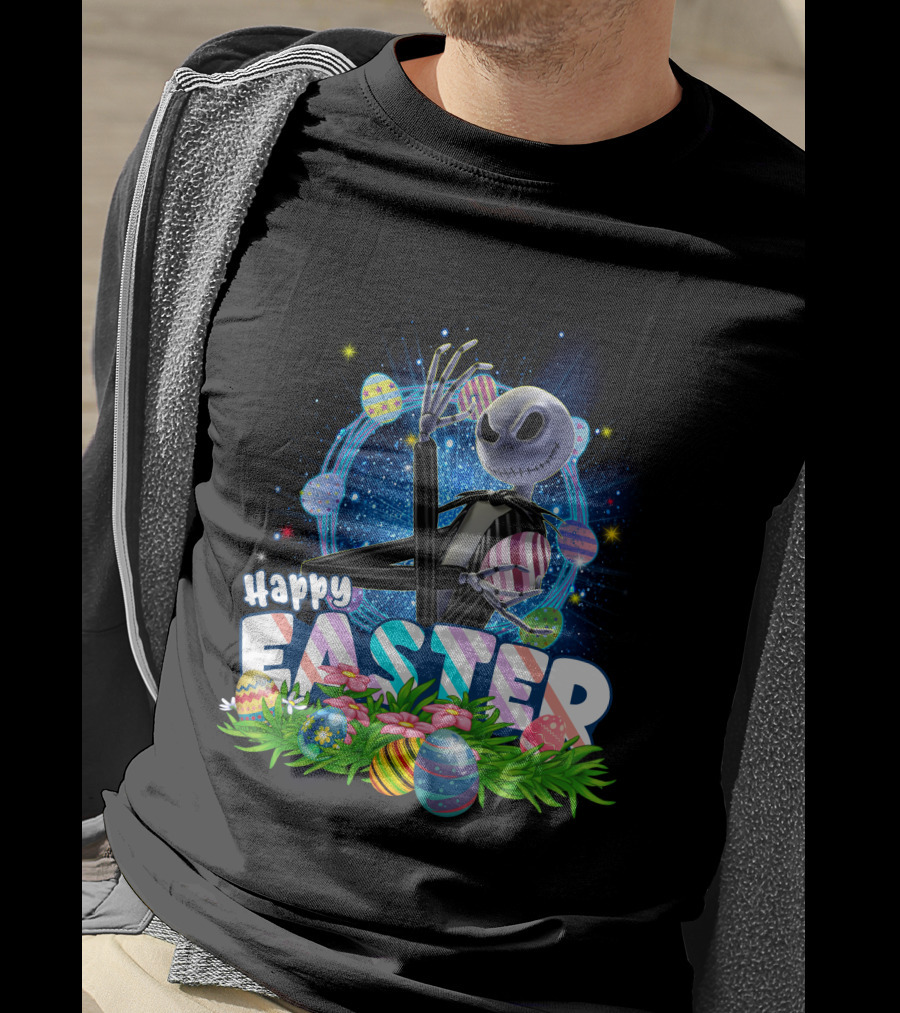 Jack Happy Easter With Eggs And Flowers T-Shirt
