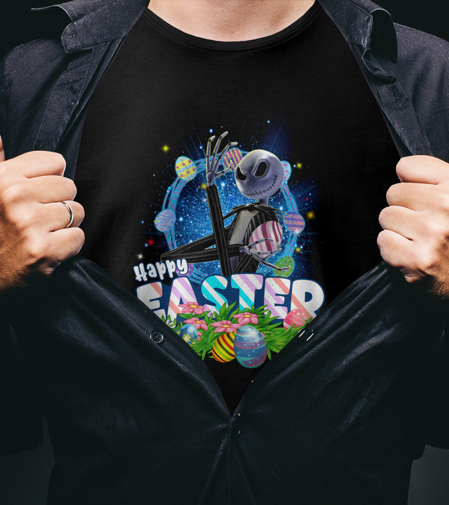 Jack Happy Easter With Eggs And Flowers T-Shirt
