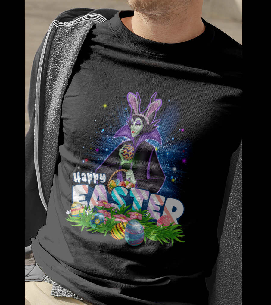 Happy Easter Maleficent With Easter Eggs And Stars T-Shirt