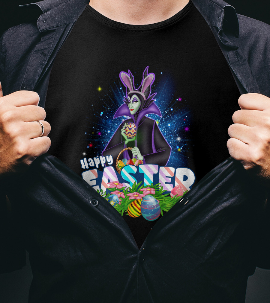 Happy Easter Maleficent With Easter Eggs And Stars T-Shirt