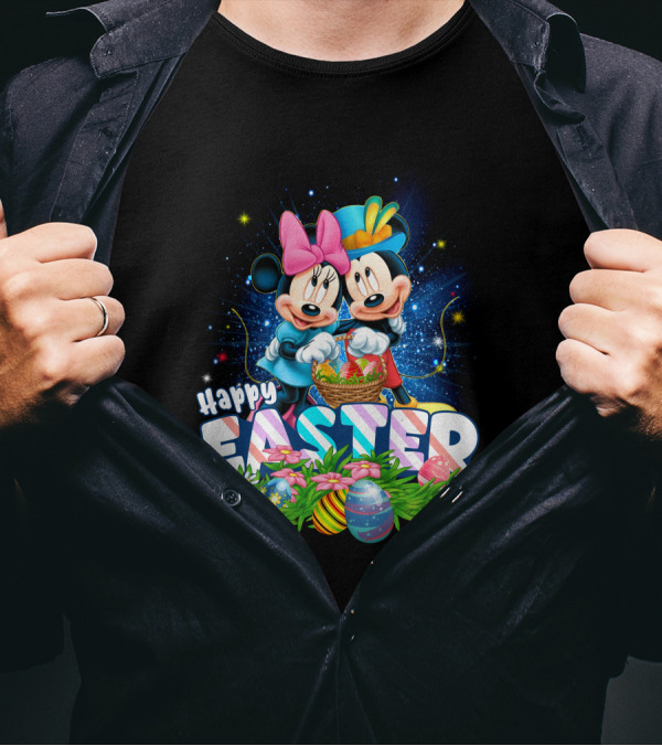 Mk Mn Happy Easter Basket Celebration With Colorful Eggs T-Shirt