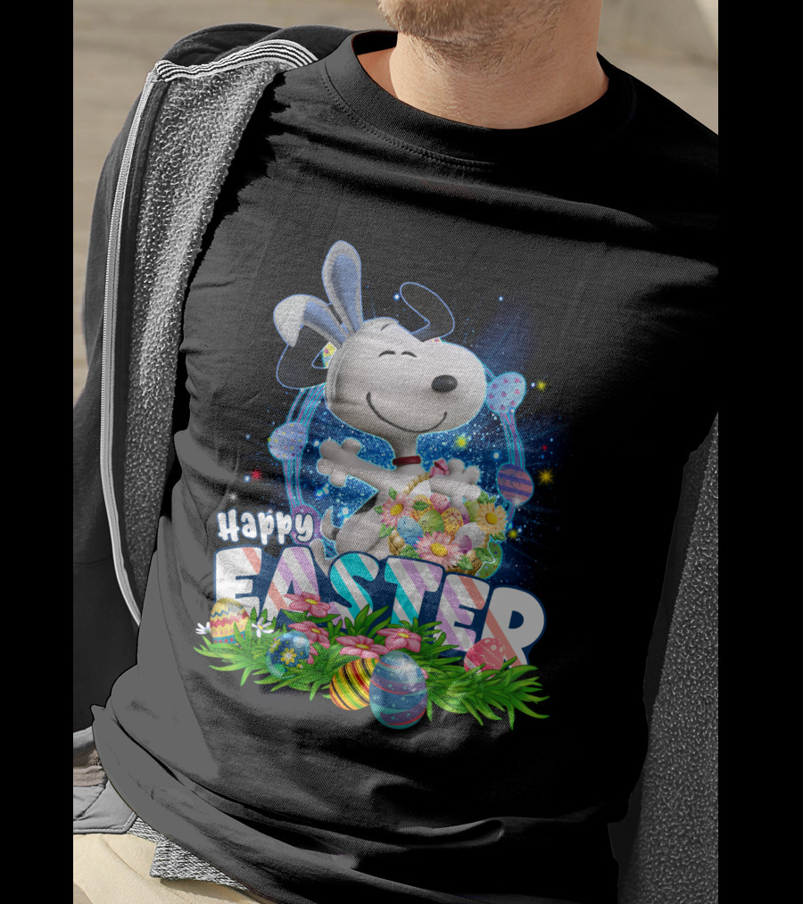 Happy Easter Snoopy With Colorful Eggs And Flowers T-Shirt