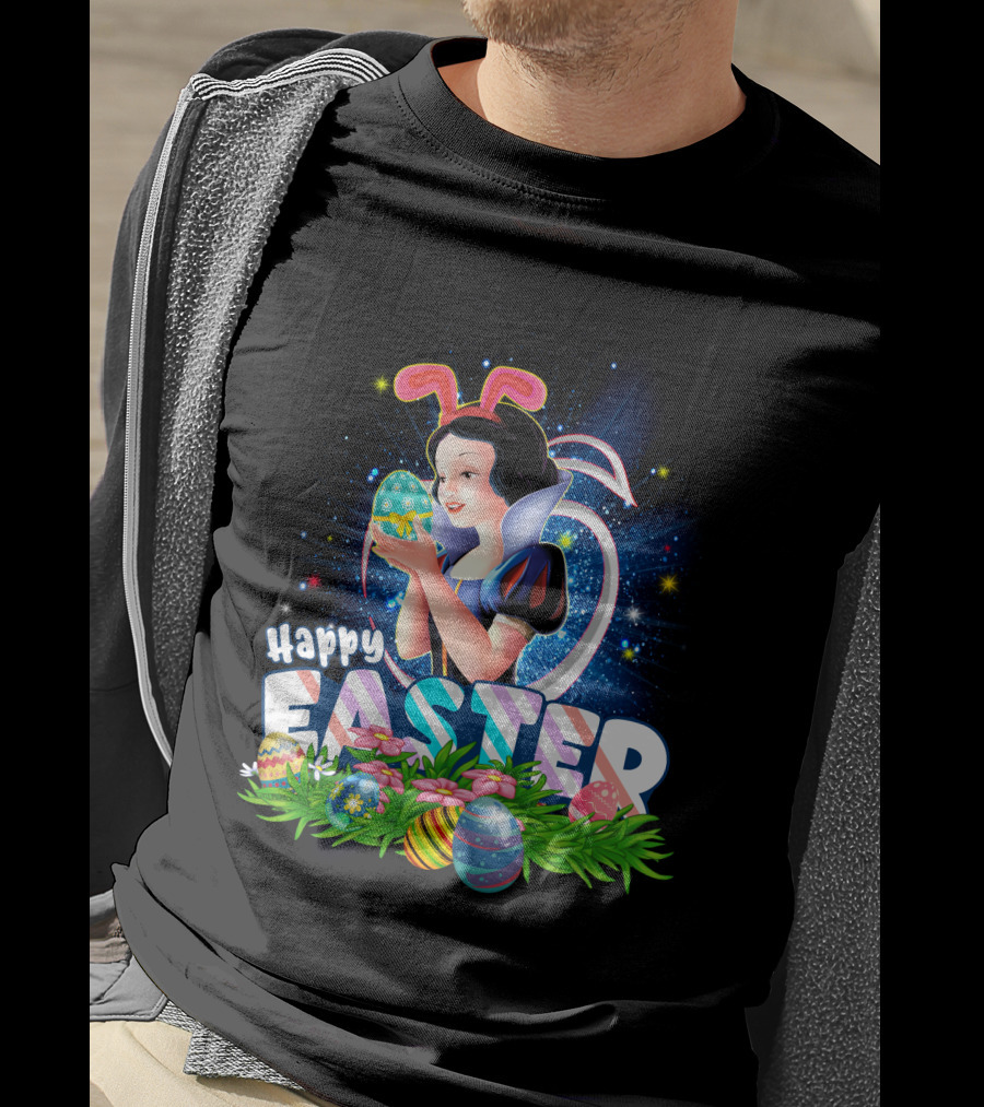 Snow White Happy Easter Bunny Ears Colorful Eggs Magic T-Shirt