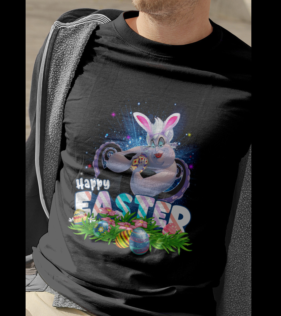 Ursula Happy Easter Bunny Eggs And Flowers T-Shirt