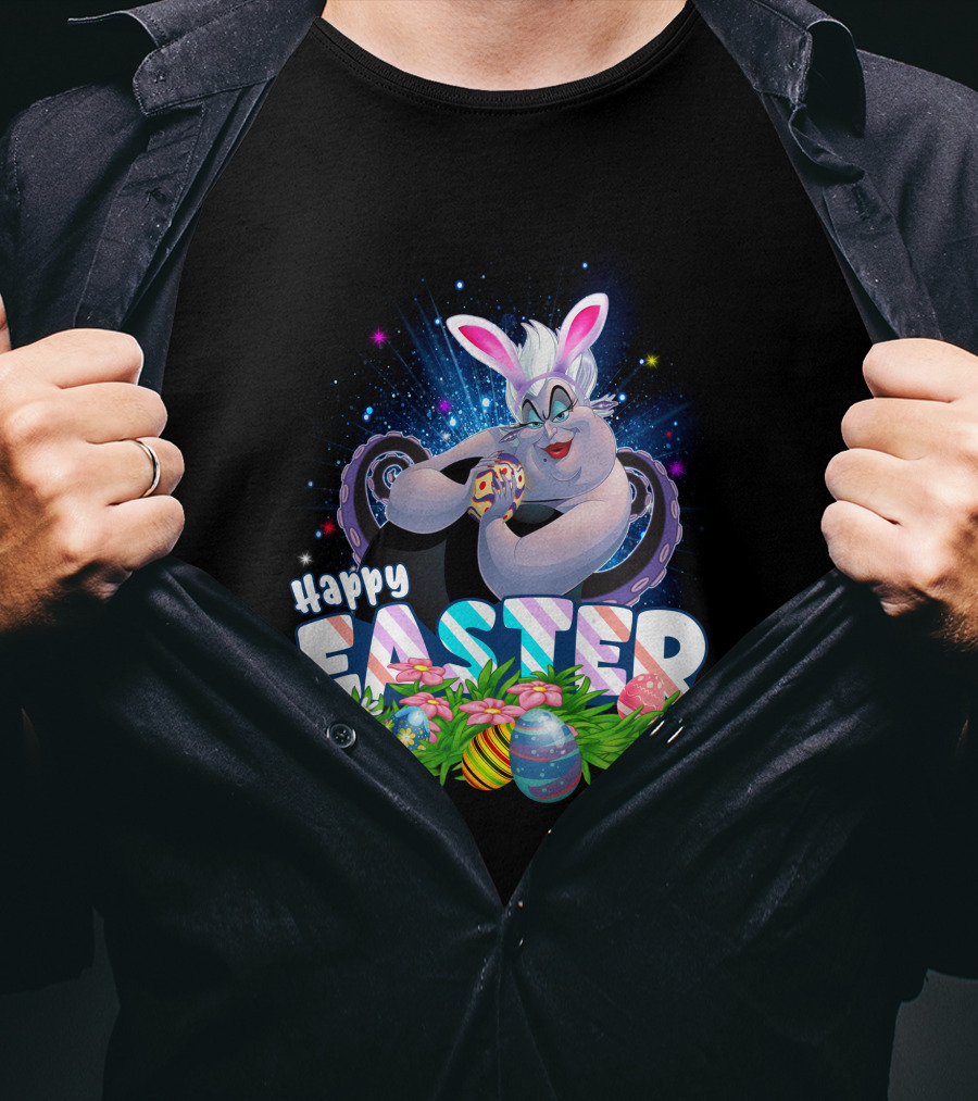Ursula Happy Easter Bunny Eggs And Flowers T-Shirt