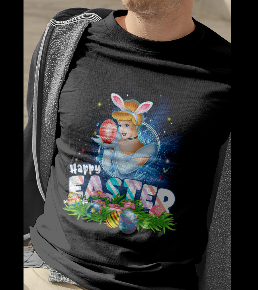 Cinderella Easter Bunny Ears With Colorful Eggs And Flowers T-Shirt