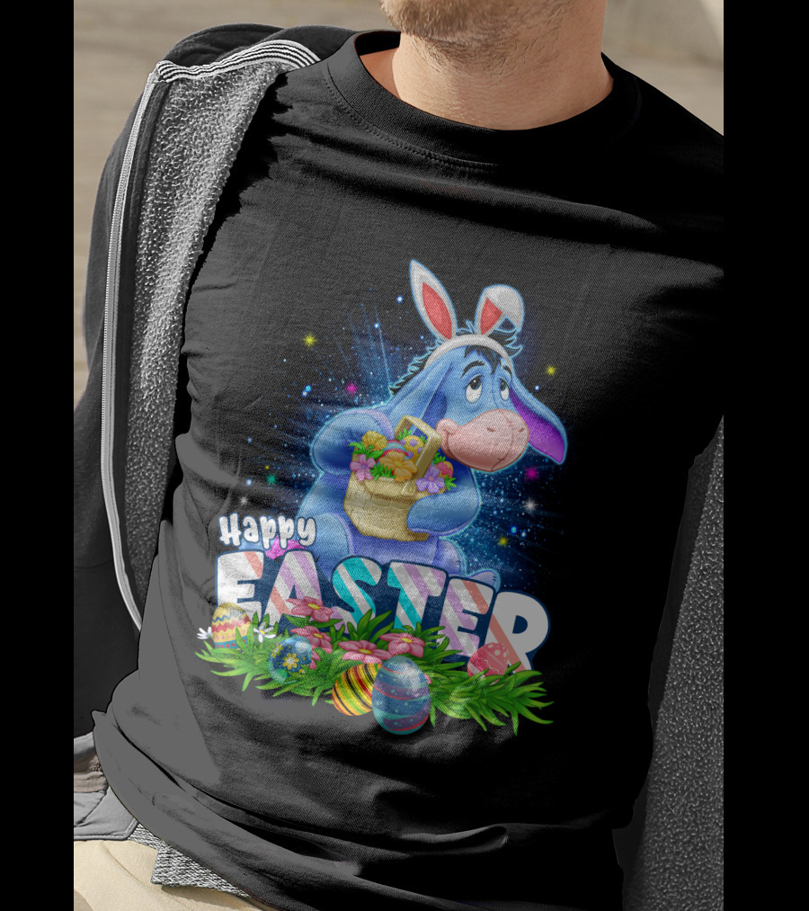 Eeyore Easter Basket With Eggs And Flowers Happy Easter T-Shirt