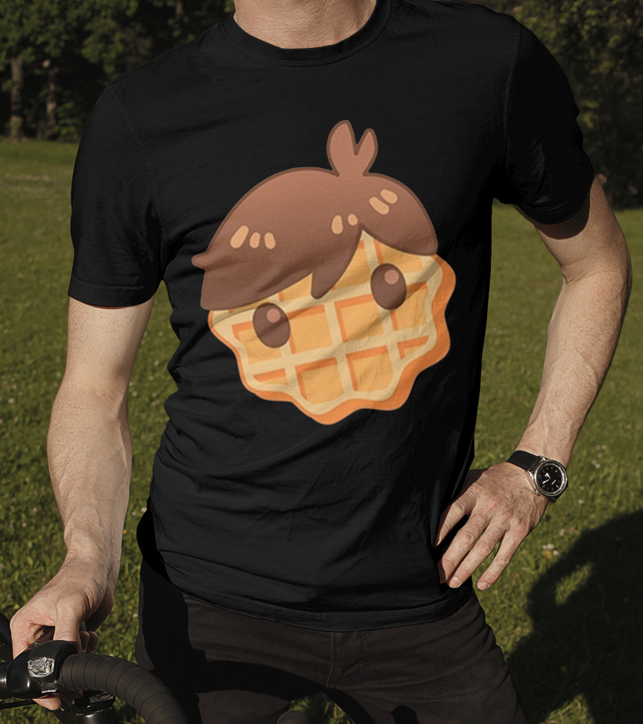Waffle Head Cute Breakfast Character Face With Hair T-Shirt