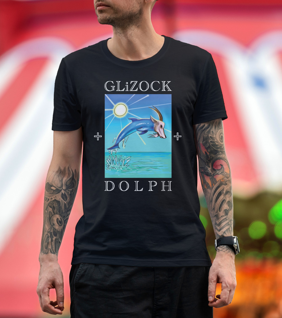 GLiZOCK DOLPH Goat Dolphin Jump Ocean T-Shirt