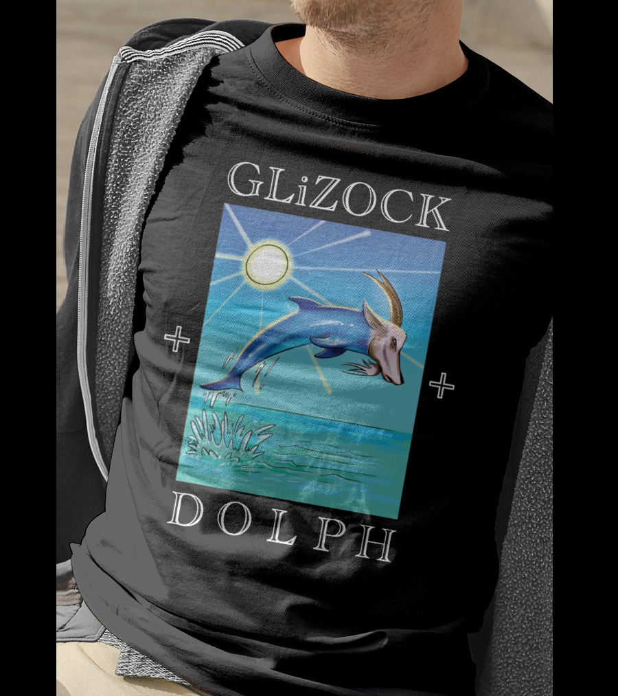 GLiZOCK DOLPH Goat Dolphin Jump Ocean T-Shirt