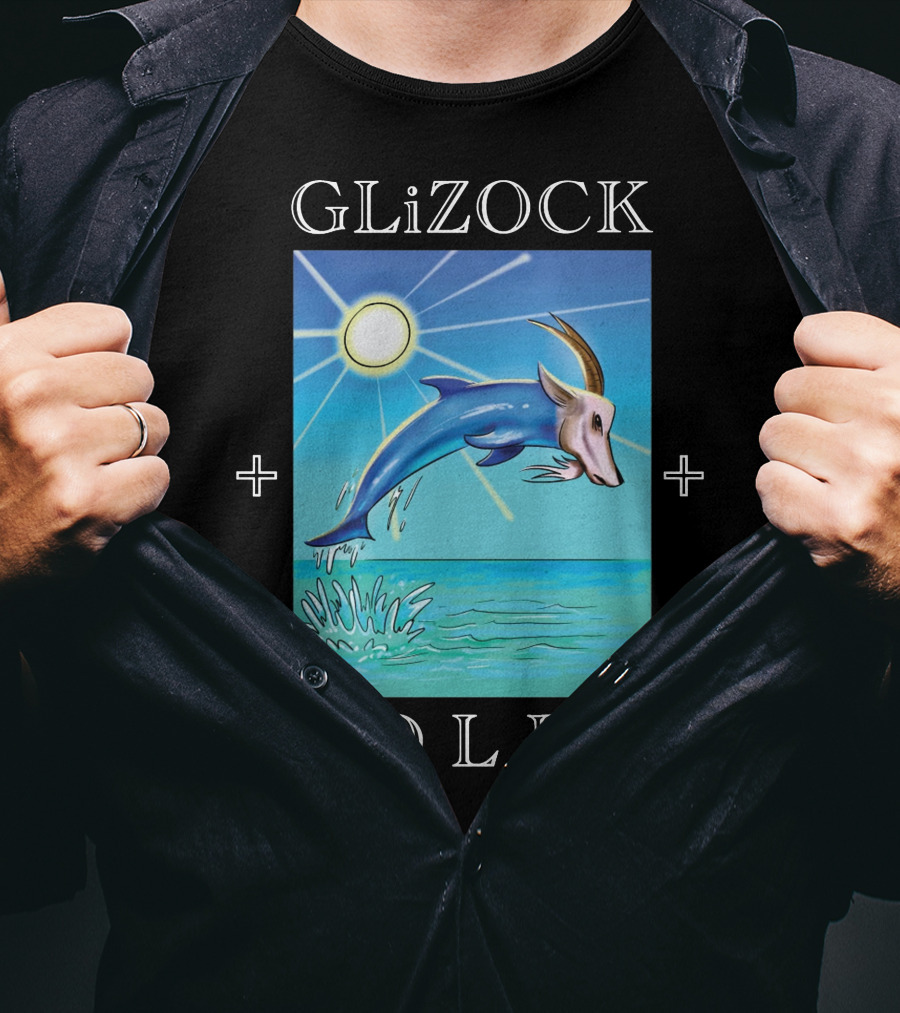 GLiZOCK DOLPH Goat Dolphin Jump Ocean T-Shirt
