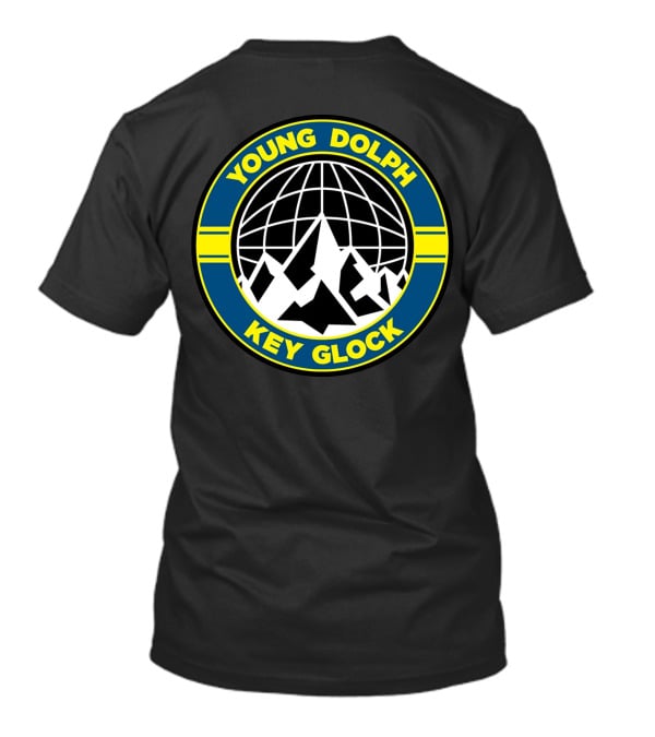 Young Dolph Key Glock Mountain Globe Motif T-Shirt