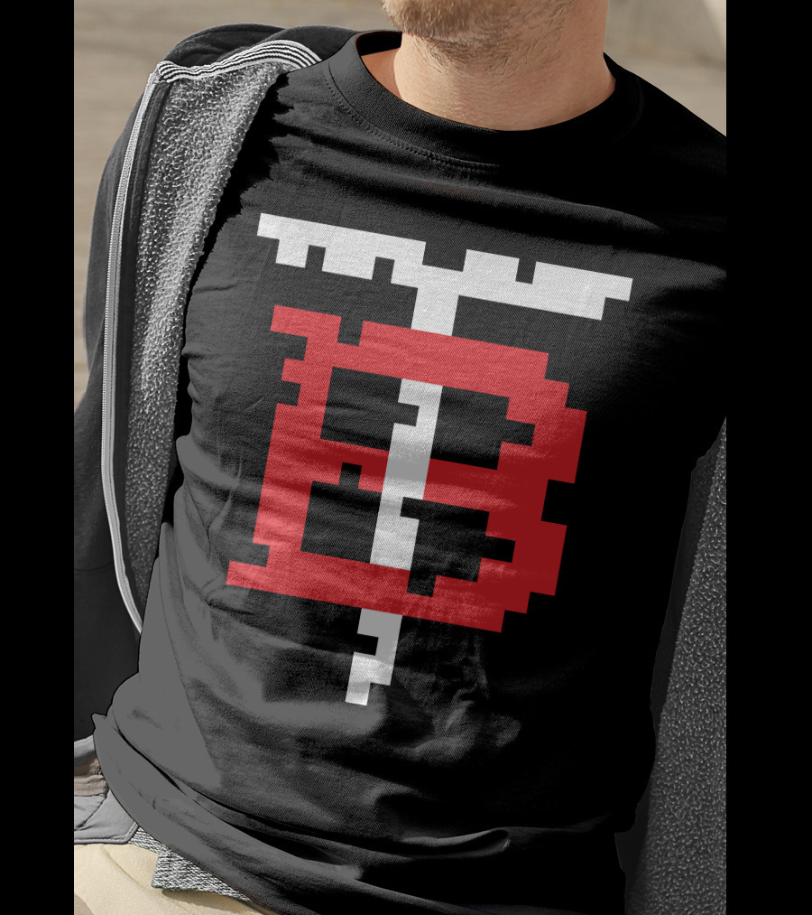 GGEZ BLACK Pixelated Red B With White T T-Shirt