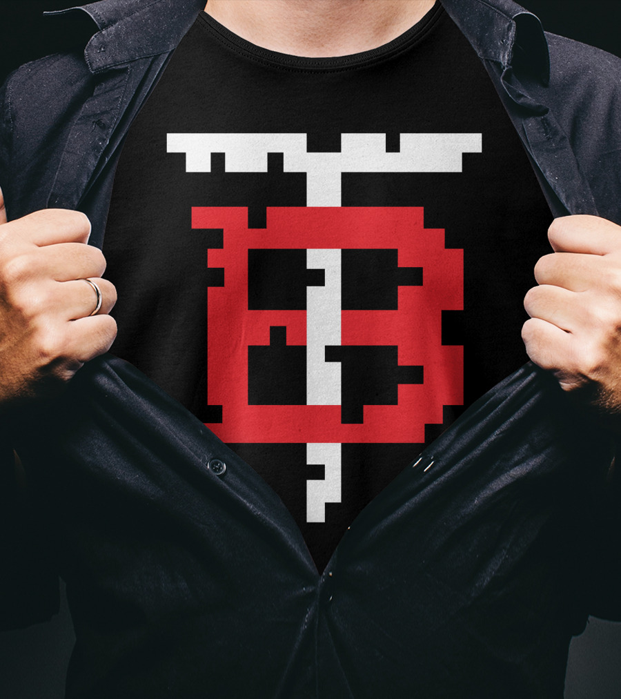 GGEZ BLACK Pixelated Red B With White T T-Shirt