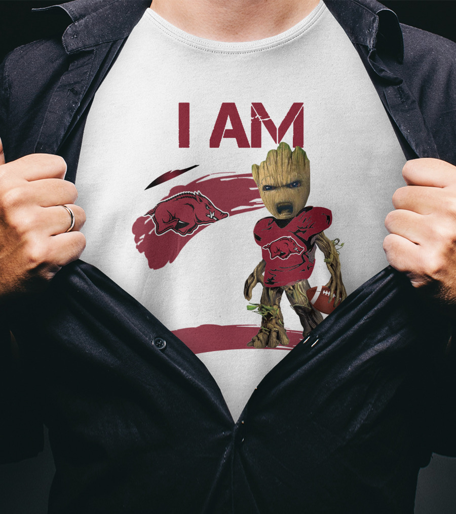 I AM Arkansas Razorbacks Football Groot Fan T-Shirt