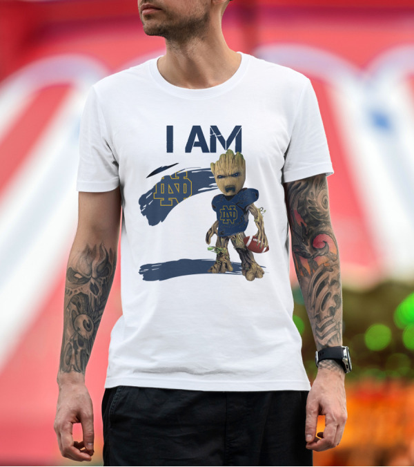 Premium T-Shirt: I AM Notre Dame ND Football Groot T-Shirt I AM Notre Dame ND Football Groot T-Shirt
