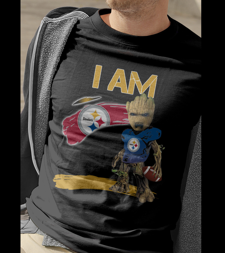 I AM Steelers Groot Football Fan Crossover T-Shirt
