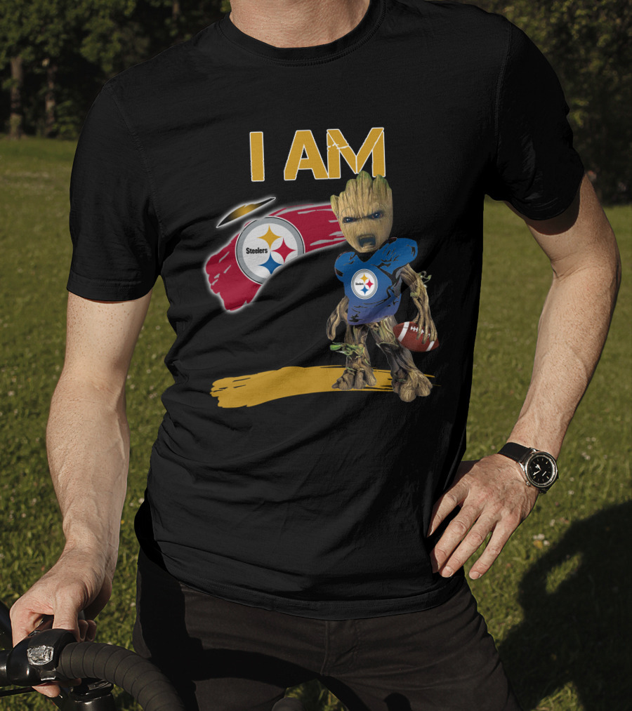 I AM Steelers Groot Football Fan Crossover T-Shirt