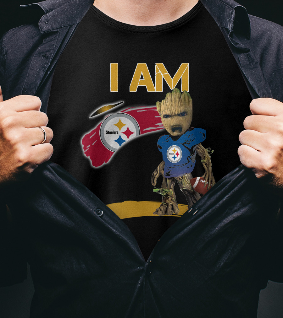I AM Steelers Groot Football Fan Crossover T-Shirt