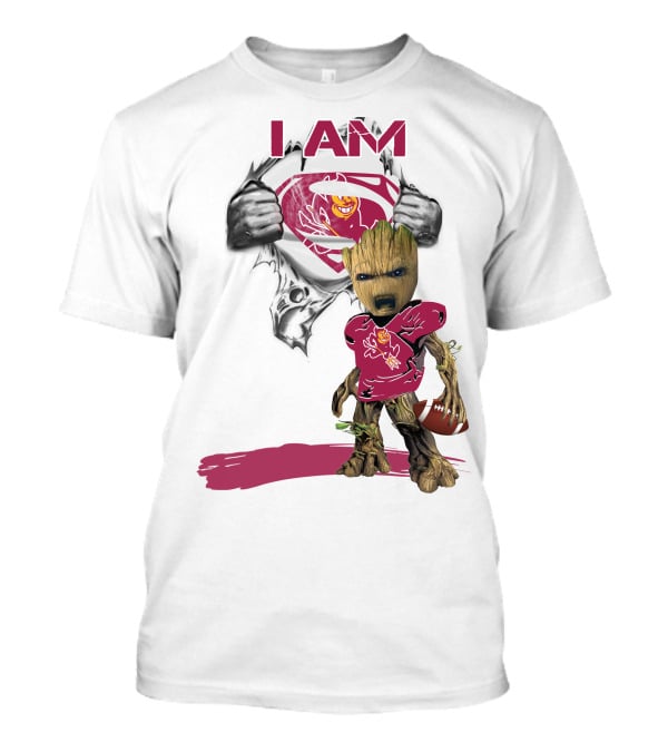I Am ASU Baby Groot Superman Football T-Shirt