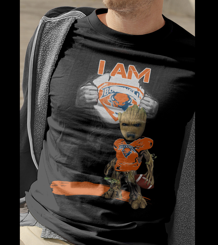 I AM Bucknell Bison Baby Groot Football T-Shirt