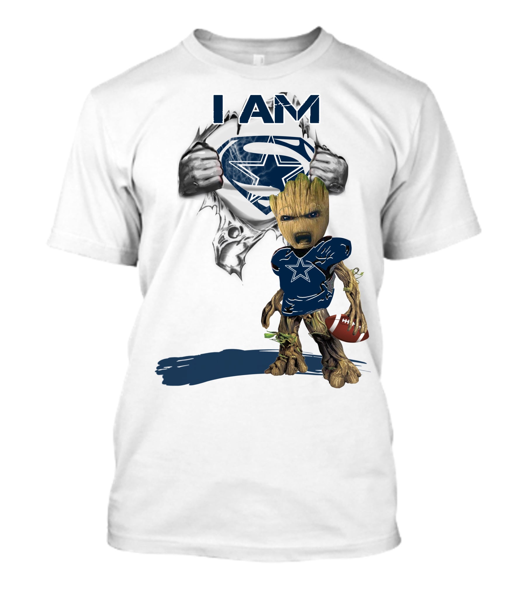 I Am Cowboys Baby Groot Superman Football T-Shirt