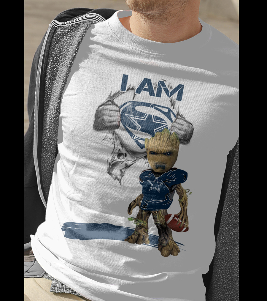 I Am Cowboys Baby Groot Superman Football T-Shirt