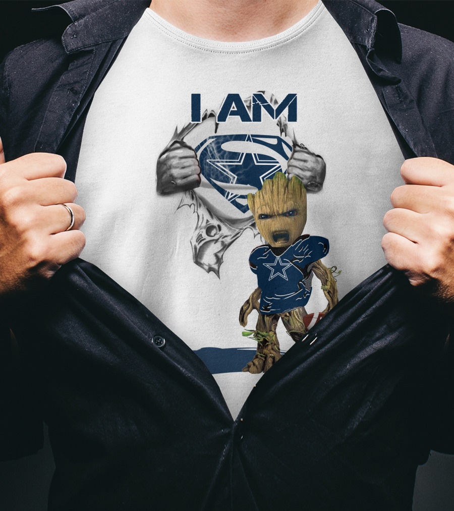 I Am Cowboys Baby Groot Superman Football T-Shirt