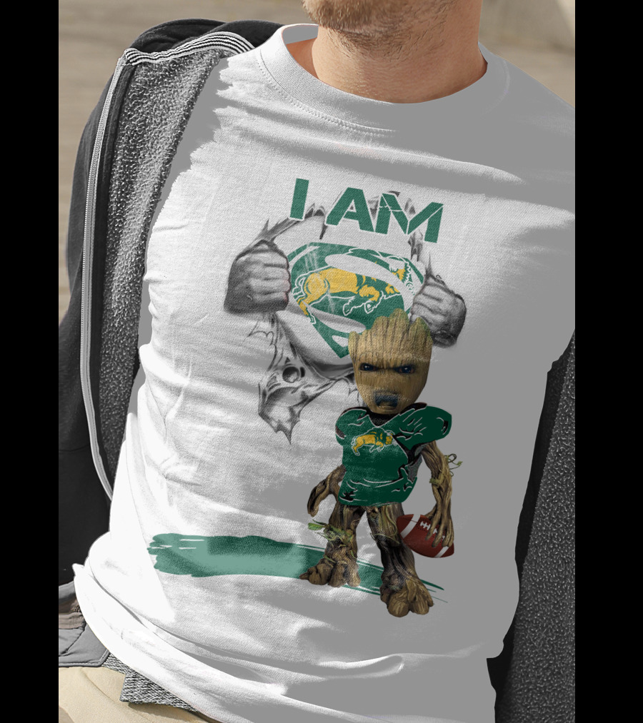 I AM Dakota Baby Groot Bison Football Superman T-Shirt