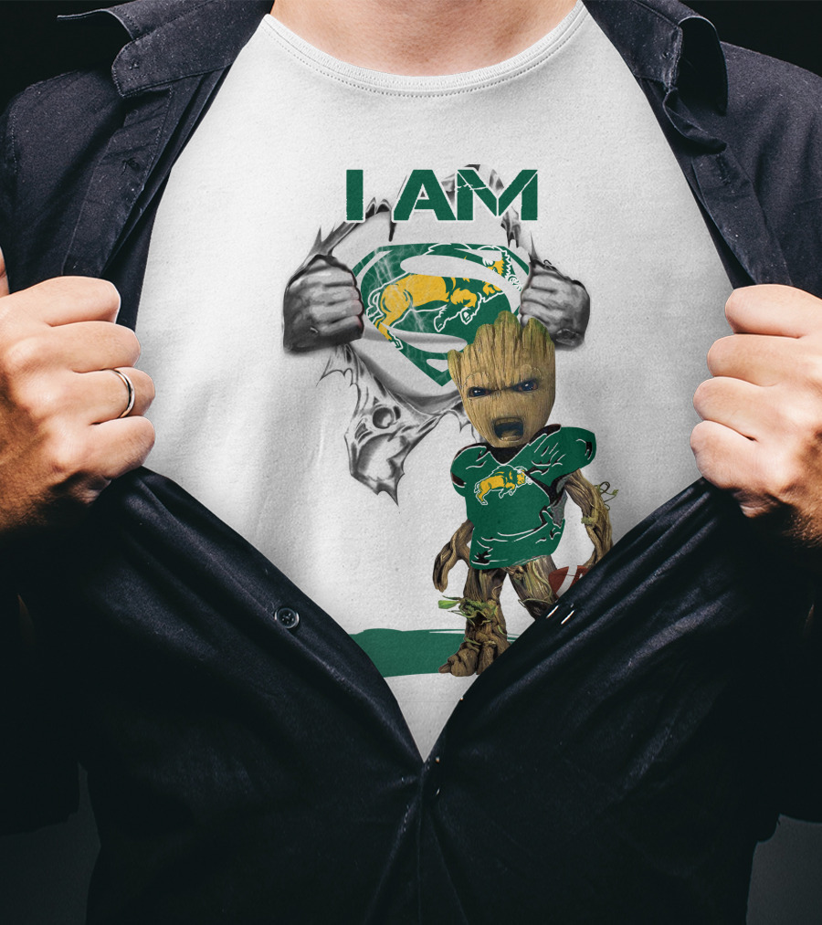I AM Dakota Baby Groot Bison Football Superman T-Shirt