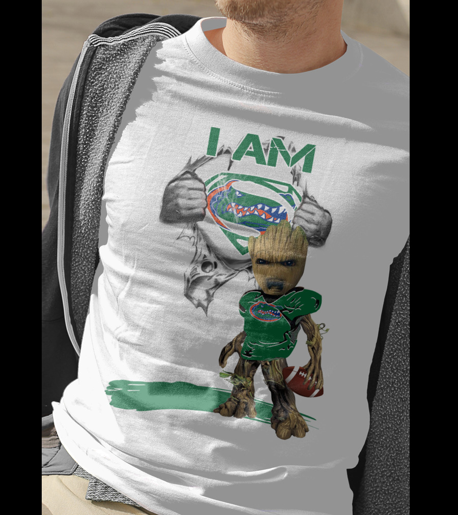 I AM Gators Baby Groot Superman Football T-Shirt