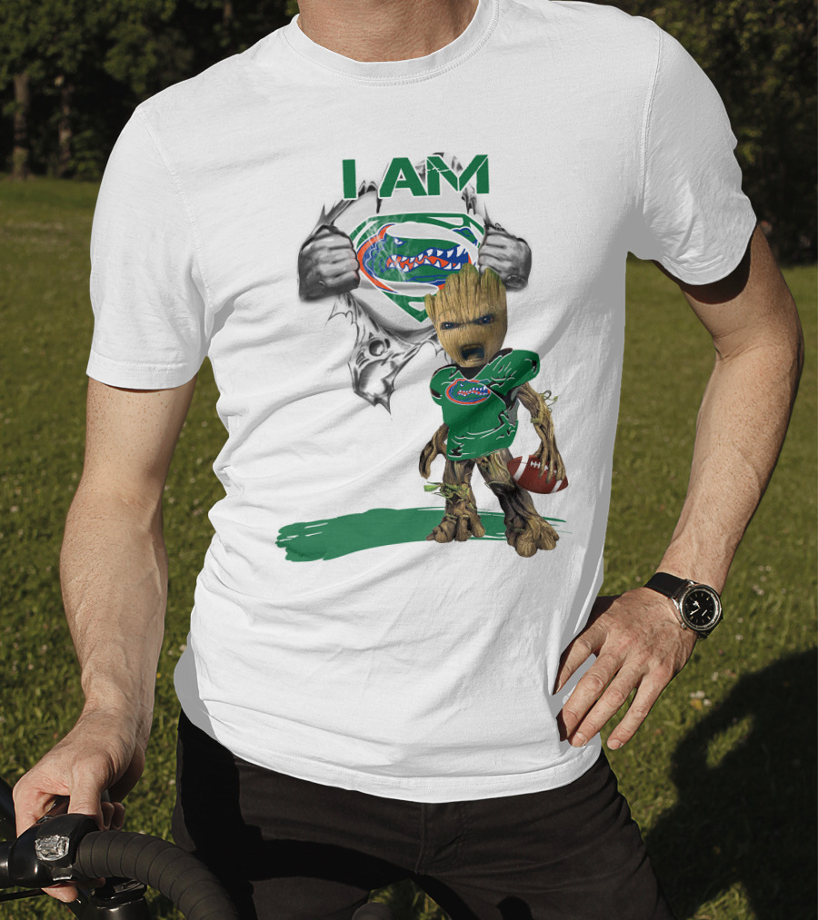 I AM Gators Baby Groot Superman Football T-Shirt