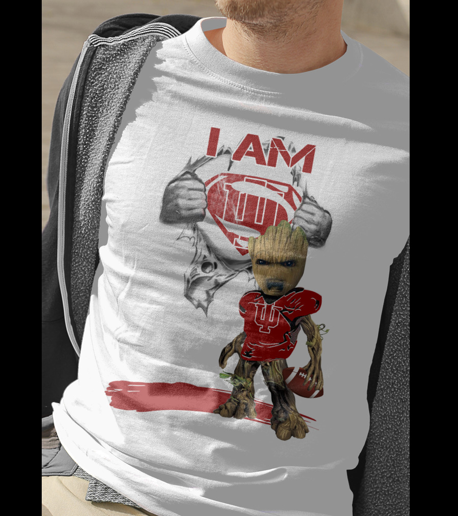 I AM Hoosiers Baby Groot Superman Football T-Shirt