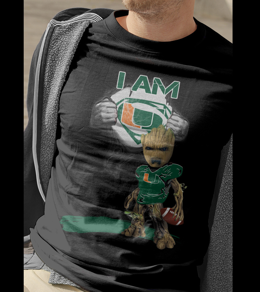 I Am Hurricanes Baby Groot Superman Football T-Shirt