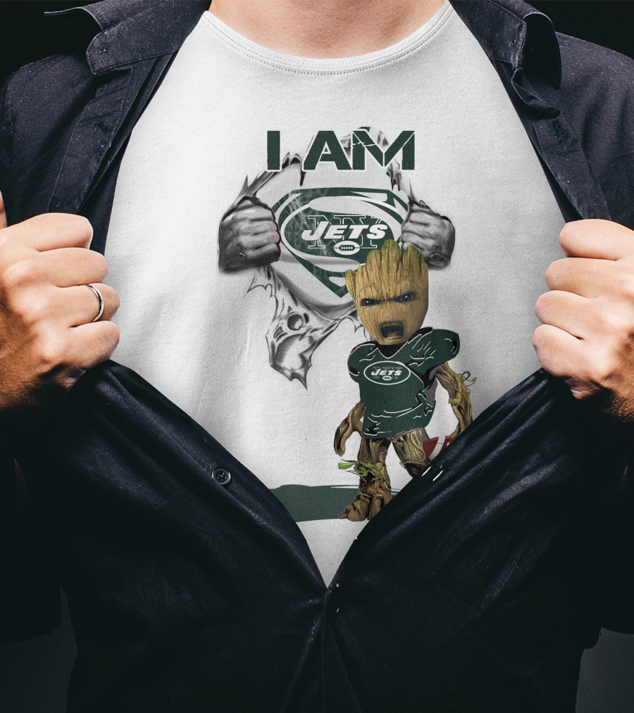 I Am Jets Baby Groot Superman Football Fan T-Shirt
