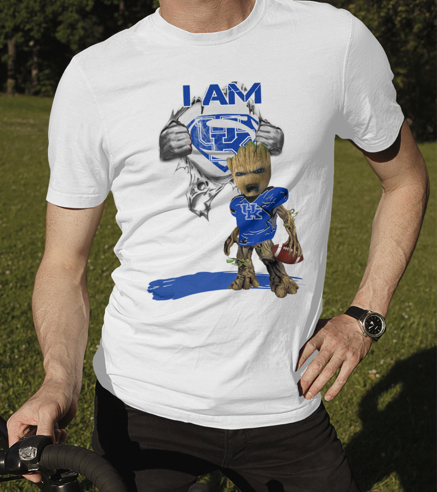 I Am Kentucky Baby Groot UK Superman Football T-Shirt