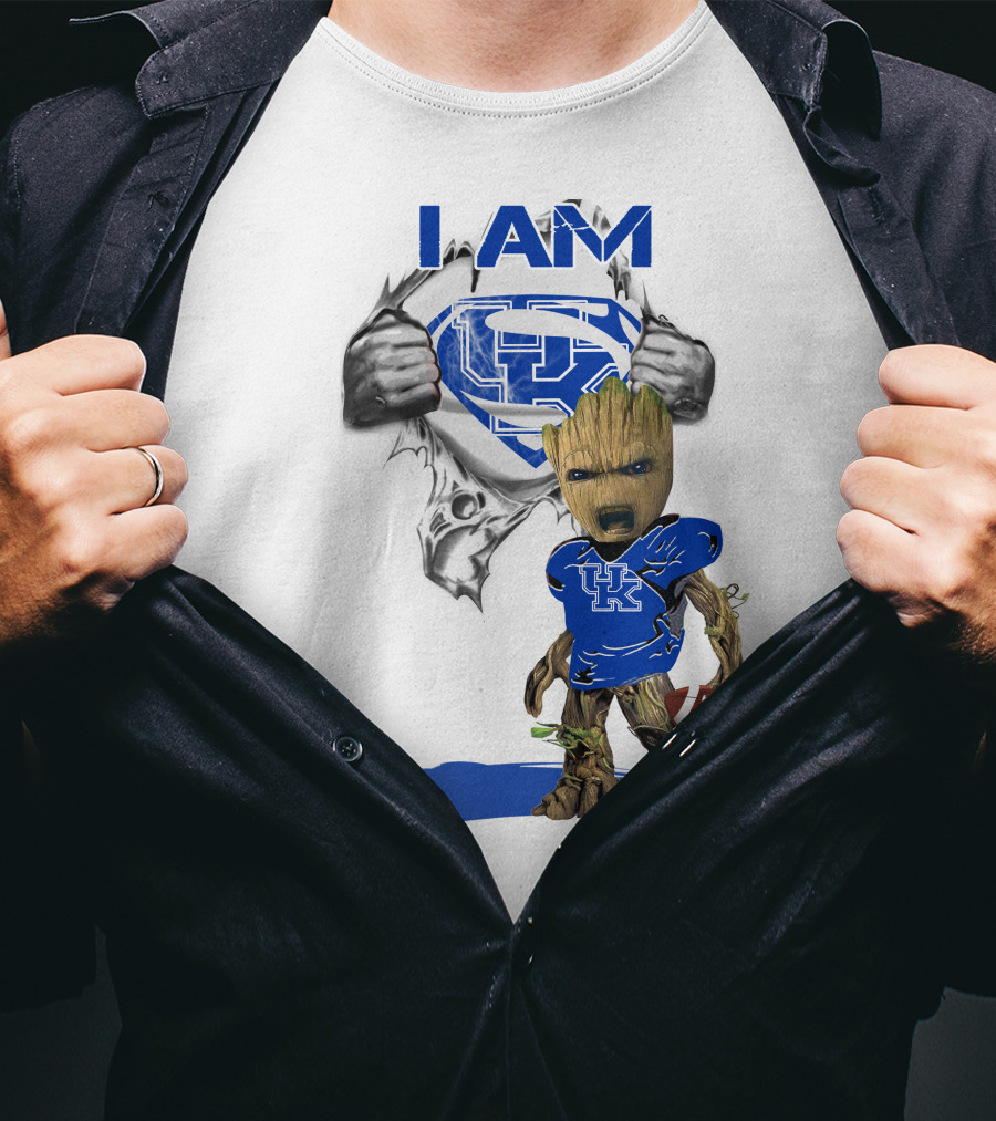 I Am Kentucky Baby Groot UK Superman Football T-Shirt