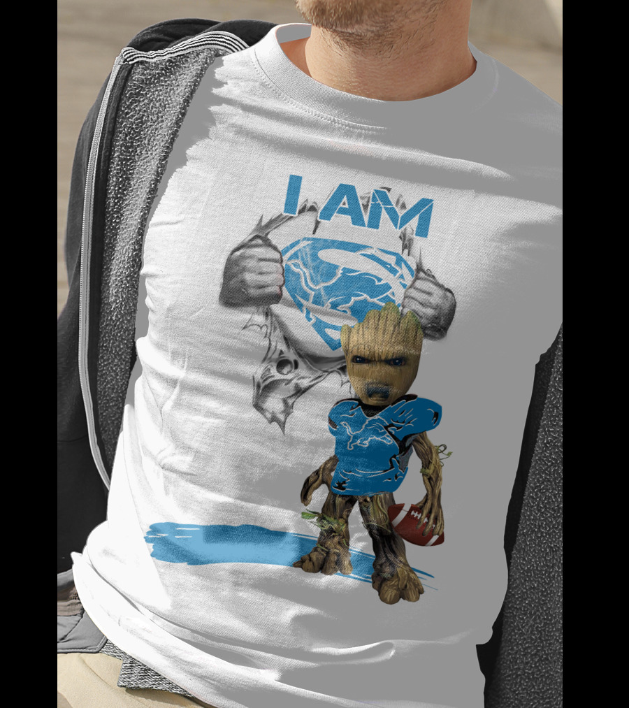I AM Lion Baby Groot Superman Football T-Shirt