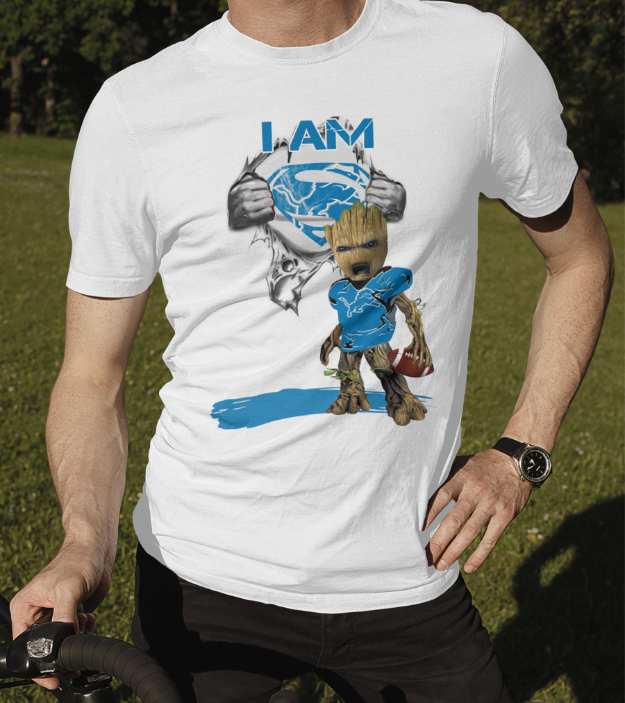 I AM Lion Baby Groot Superman Football T-Shirt