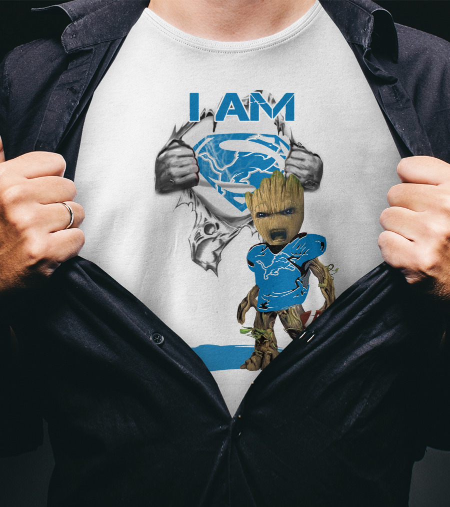 I AM Lion Baby Groot Superman Football T-Shirt